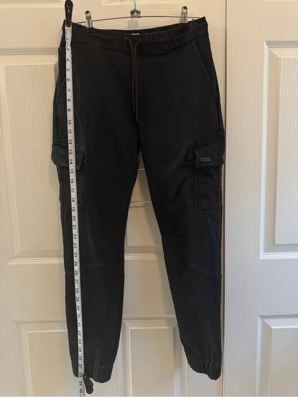 Twice Mens Cargo Jogger Pants size 32 Black Slim Fit Drawstring Stretch